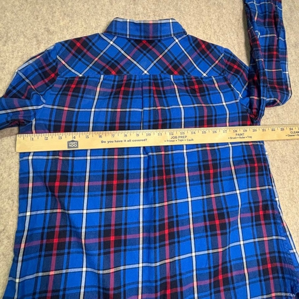 Talbots Shirt Womens M Blue 100% Cotton Plaid Button Down Classic Preppy Top - Picture 4 of 7